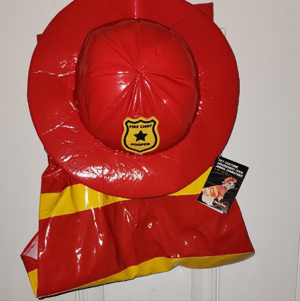 Pet Firefighter Costume - Red and Yellow